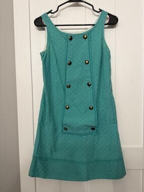 Maeve Dress Women Sz 0 Teal Green Textured A Line Short Y2K